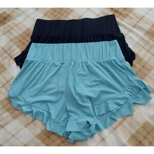Free People Movement Paya Shorts Bundle Size S – Blue & Black, Flowy Flutter Hem
